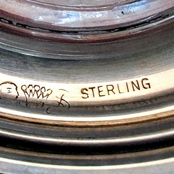 Depression Glass Chantilly Sugar & Creamer with Sterling Base by Cambridge - Picture 10 of 10